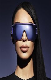 Sunglasses Fashion Big Frame Oversized Women Kim Large Flat Top Sun Glasses Trendy Gradient Shades Zonnebril Dames2547007