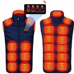 heated Vest Winter Warm Hiking Heated Jacket Vest Outdoor Sports Men Ski Warming Heating Thermal Clothing USB 9/15/17/21 Places 55Hp#