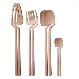 Dinnerware Sets 8 Pcs Rose Faltware Set Stainless Steel Dinner Knife Fork Spoons CcffeeTeaspoons Tableware Kitchen Utensil Gift