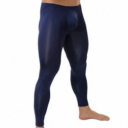 sexy Mens Sleep Bottoms Ice Silk Ultra-thin Transparent Leggings Pants Penis Pouch Lg Johns Lounge Pants Sleepwear Plus Size s5Z8#