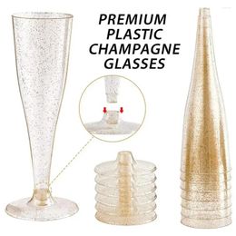 Disposable Cups Straws Wine Wedding Red Plastic Bar Goblet Champagne Party Supplies 4.5oz/135ml Event Cocktail Flutes 10pcs Glasses Clear