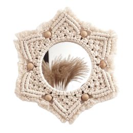 Mirrors Macrame Mirror Wall Hanging Nursery Bedroom Wall Mirror Round Woven Macrame Mirror Wall Hanging Macrame Fringe Boho Mirrors