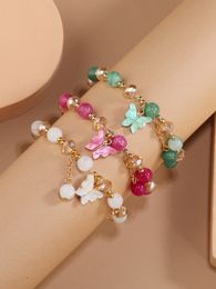 3pcs Butterfly Charm Beaded Bracelet Statement bracelet