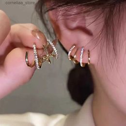 Ear Cuff Ear Cuff Korean Earrings Claw Earrings Hook Clip Earrings Womens Quad Set CZ Gold Earrings Fashion Jewellery New Year Gift Y240326