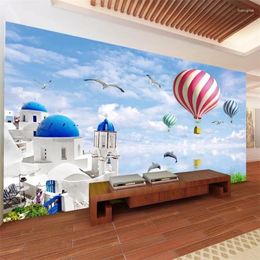 Wallpapers Custom Wallpaper 3d Mural Sea View Castle Air Balloon Big Seagull Love Living Room Papier Peint TV Background Wall Paper