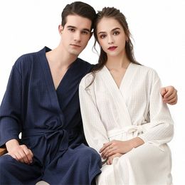 summer Waffle Couple Bath Robe Kimo Towel Bathrobe Men Dring Gown V-neck Home Shower Robes Women Sleepwear Lovers Clothes g31S#