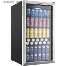 Refrigerators Freezers EUHOMY beverage cooler and cooler 126 mini refrigerator with glass door small cooler with adjustable shelves Q240326