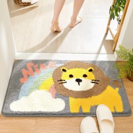 Mats Cartoon Animal Carpet Bathroom Door Carpet Nonslip Super Absorbent Quickdrying Bath Rug Soft Thicken Bath Floor Mat Entrance