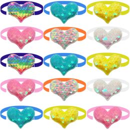 Accessories 50/100pcs Valentine's Day Small Dog Cat Bowties Collar Heart Style Bling Bow Tie Dog Bows Accessories Pet Cat Grooming Supplies