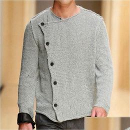 Mens Sweaters 2023 Winter Vintage Knitted Button Down Cardigan Sweater Casual Streetwear Oversized O Neck Long Sleeve Luxury Coat Drop Otayc