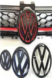 For New Golf 7 Gti MK7 Painted Colour VW logo Emblem Car Front Grille Badge and Rear Lid Back Door Mark Golf7 VII Styling6875831
