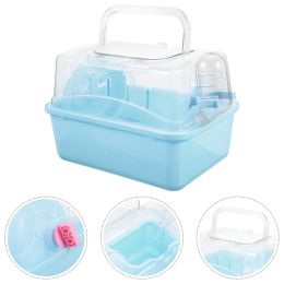 Cages Hamster Carrier Cage Travel Pet Critter Guinea Box Carrying Rat Habitat Plastic Case Holder Cages House Rabbit Hedgehog