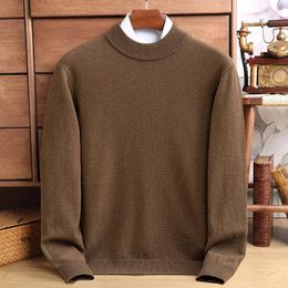 Men's Sweaters Thick Sheep Wool Clothes 2024 Winter Casual Mock Neck Warm Sweater Pure Jumper Long Sleeve Knitwear