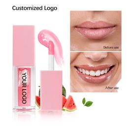 Wholesale Plumping Lip Oil Custom Private Label Makeup Your Lips Moisturizing Glossy Lipgloss Flowers Flavor Lip Oil