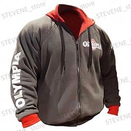 Men's Hoodies Sweatshirts OLYMPIA Men Gyms Hoodies Gyms Fitness Bodybuilding Sweatshirt Pullover Sportswear Male Workout Hooded Jacket Clothing T240326