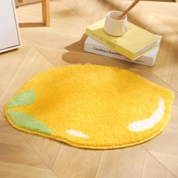 Mats Inyahome Cute Lemon Absorbent Kids Small Bath Mat Yellow Cartoon Fruit Bathroom Rug No Slip Floor Mat 19x24Inches for Home Decor