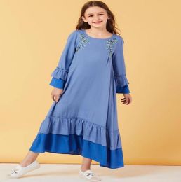 Sweat Muslim Girls Dress ruffles Moroccan Dresses Children Kids Kimono Islamic Clothing Dubai Aline Vestido Kaftan Abaya Elbise3721484