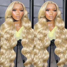 250% 613 Lace Frontal Wigs 13x6 Honey Blonde Body Wave Lace Front Wig Brazilian 13x4 Transparent Color Human Hair Wig for Women