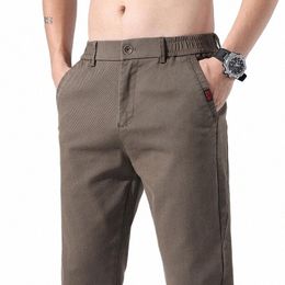 mens Straight Slim Casual Pants Jeans Busin Classic Trousers For Male Elatic Waist Black Zipper Pocket Denim Pants Autumn 58xa#
