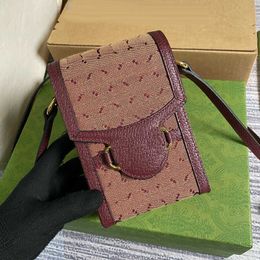 Burgundy Phone Bag Designer Crossbody Bag Purses for Women 1955 Vintage Print Shoulder Bags Woman Handbags Wallet 240326