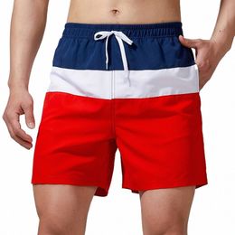 trendy Colour Block Pattern Print Men's Women Swim Trunks Quick Dry Drawstring Beach Shorts Men's Pants Swimwear For Summer Beach 49N9#