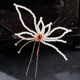 Hair Clips U Shaped Sticks Forks Aritificial Pearls Butterfly Designed Elegant Hairpin Side For Women Bride Wedding Jewellery