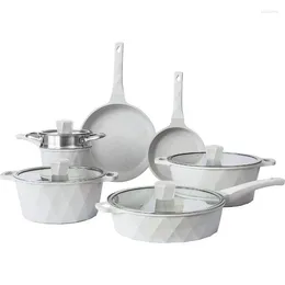 Cookware Sets Country Kitchen Nonstick Induction - 11 Piece Cast Aluminium Pots And Pans With BAKELITE Handles Glass Lids