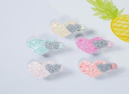 10pairslot New Spring Baby Sequins Love Heart Hair Clips Cute Kids Hair Accessories Arrival Pink Colour Hairpins Korean materials1152072