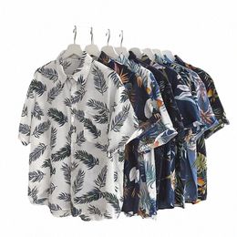 hawaii Beach Shirt Men Quick Dry Summer Short Sleeve Male Print Casual Shirts Floral Loose Korean Clothing 2023 Vintage 471S#