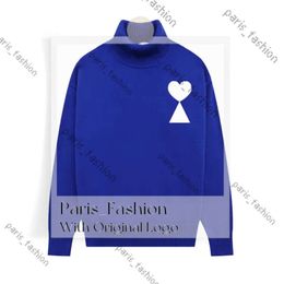 Unisex Designer Amis Sweater Women's Fashion Luxury Brand Sweater Loose A-line Small Red Heart Couple Lazy Top High Neck Sweater S-XL 133