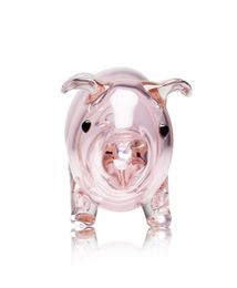 small pipe transparent pink mini cute little piggy hand spoon smoke hand pipe dab oil rig Pyrex bong 4054568