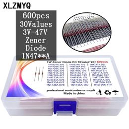 600pcs 3V-47V Diode Kit 1W Zener Voltage Regulator 39V 30V 27V 24V 22V 20V 18V 16V 13V 12V 10V Zener Diode Set 30Values*20pcs 240307