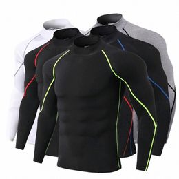 men Bodybuilding Sport T-shirt Quick Dry Running Shirt Lg Sleeve Compri Top sportswear T Shirt Men Fitn Tight 345l#