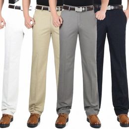new 100% Cott Straight Pants Men Casual Pant Busin Comfortable Thin Lg Trousers High Waist Lightweight YGSH808 u8jJ#