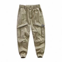 spring New Casual Cargo Trousers for Men Multi-pockets Pants 100% Cott Solid Color Loose Oversize Men Clothing AZ615 d1JO#