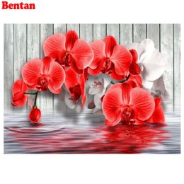 Stitch DIY 3D Diamond Embroidery Pattern Red and white orchid Diamond Painting Pictures of Rhinestones Diamond Mosaic Cross Stitch