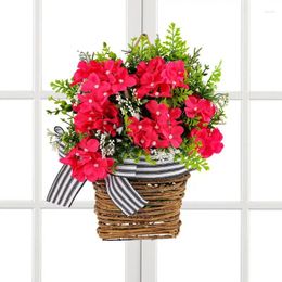 Decorative Flowers Spring Wreaths For Front Door Artificial Summer Flower Basket Wreath 35Cm/13.77Inch Small Hangings