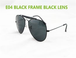 1pcs Men Women Pilot Sunglasses Brand Designer UV400 Glasses Black frame Black Glass Lens 62mm With Boxes7031809