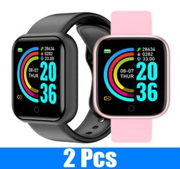 2 PCS Y68 Smart Watches Men Applewatch Fitness Tracker Compatible iPhone and Android Phones Watches Round Smartwatch Heart Digital4823603