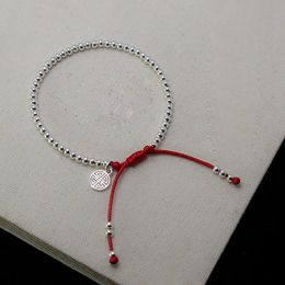 La Monada Smallest 16cm Bead Happy Red Thread For Hand 925 Silver Bracelet Women Rope Red Thread Bracelets For Women Silver 925 240313