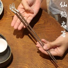 Chopsticks Pure Copper Handmade Retro Japanese Tea Charcoal Stove Olive Walnut Shadiao