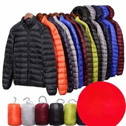 down Jacket Men's Light Warm Down Jacket Young and Middle-aged Short Large Size Hooded Collar Coat Men A7qe#