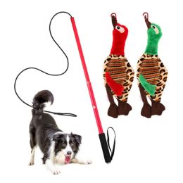 Toys Interactive Flirt Pole Toy Puppy Wand Rope to Chases and Tug of War Durable Teaser Wand with Nylon Rope Tether Lure Toy for Dogs