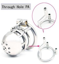 316 Stainless Steel Male Through Hole Two PA Size 6&8mm Device Penis Ring Cock Cage Adult Sex Toys Kidding Zone "Bridge"-039545033
