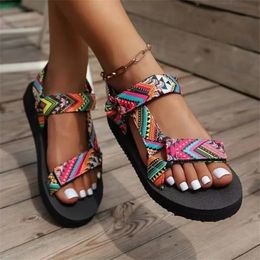 2017 Summer Flat Shoes Womens Shoes Hemp Rope Set Foot Beach Sandals Outdoor Full Matching Casual Slippers Large Size Womens Shoes 240326