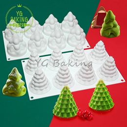 Dorica 8 Cavity 3D Christmas Tree Design Silicone Mousse Mould Pudding Chocolate Mold DIY Candle Model Cake Decor Tools Bakeware 240325