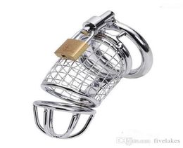 Male Metal Bondage Cage Chrome Finished Restraint Tube Device Stainless Steel Device Locking Sex Toys2763716