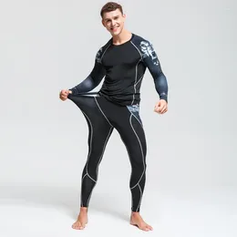Men's Thermal Underwear Winter Men Long Shirt Pants Sportswear Compression Clothing Rashgard Male 4XL