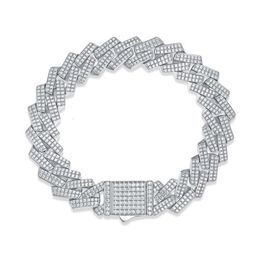 Xiy Wholesale Fine Jewelry Hip Hop Solid Sterling Sier 10Mm 14Mm Ice Out Moissanite Diamond Cuban Link Bracelets