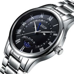 AESOP Luxury Men Quartz Watch Chronograph Men's Wristwatch Stainless Steel Male Waterproof Watch Clock Men Relogio Masculino209G